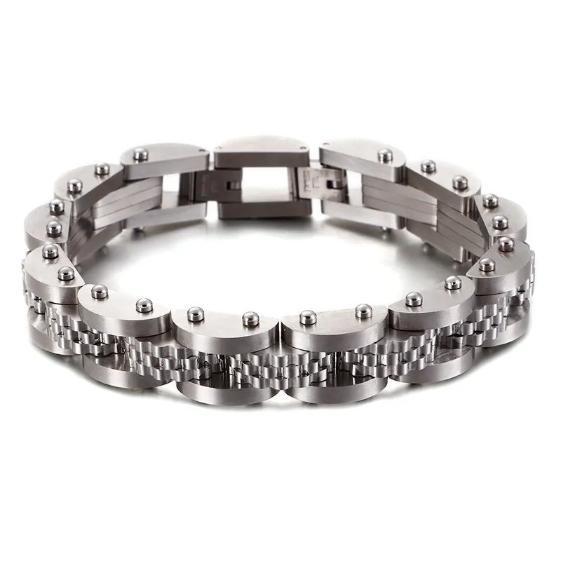 Titanium Steel Bicycle Chain Bracelet for Men - Personalized Gold Stainless Steel Fashion Jewelry