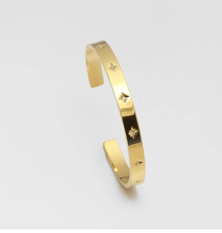 Titanium Steel Plated 18K Gold Star Bracelet