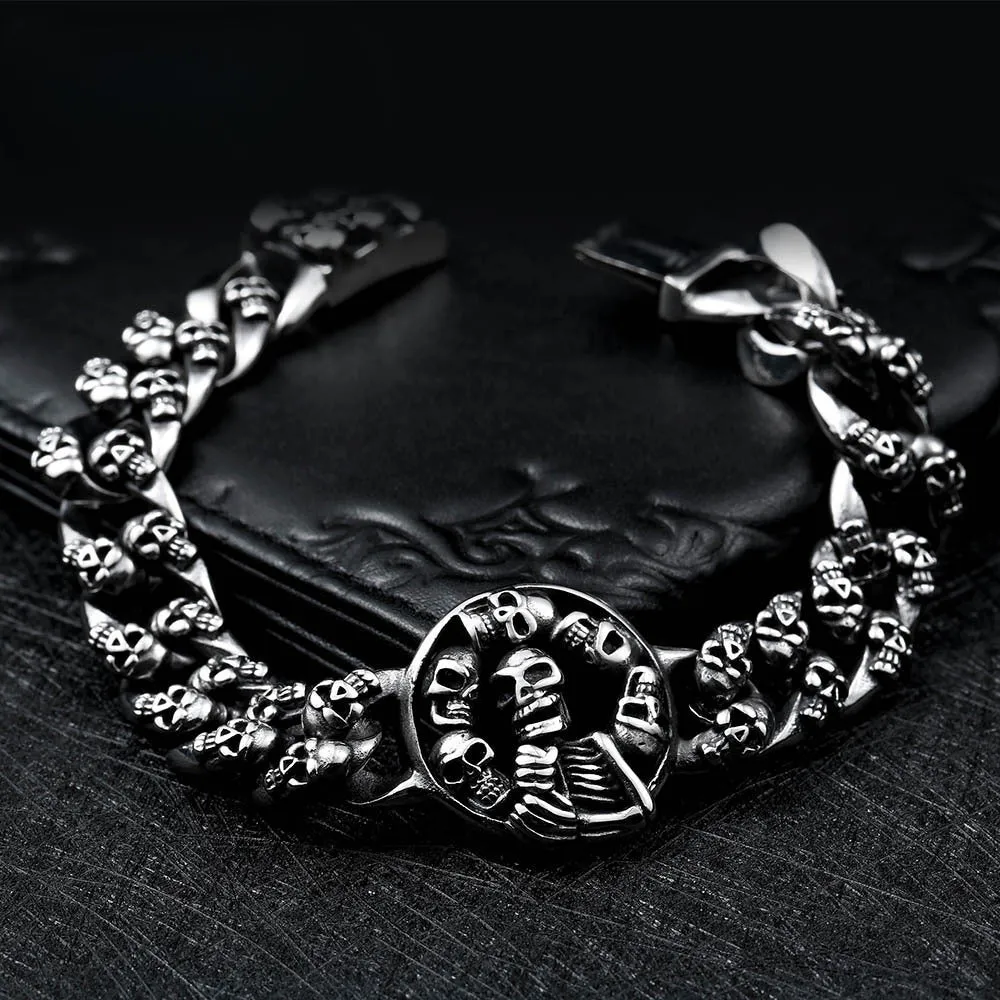 Titanium Steel Skull Bracelet for Men - Edgy Punk Jewelry Collection