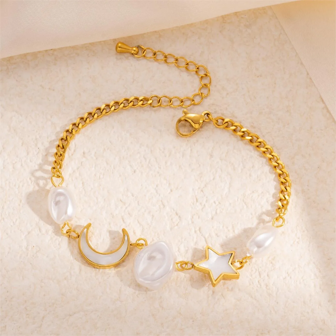 Titanium Steel Star Moon Pearl Bracelet Female Simple And Gentle