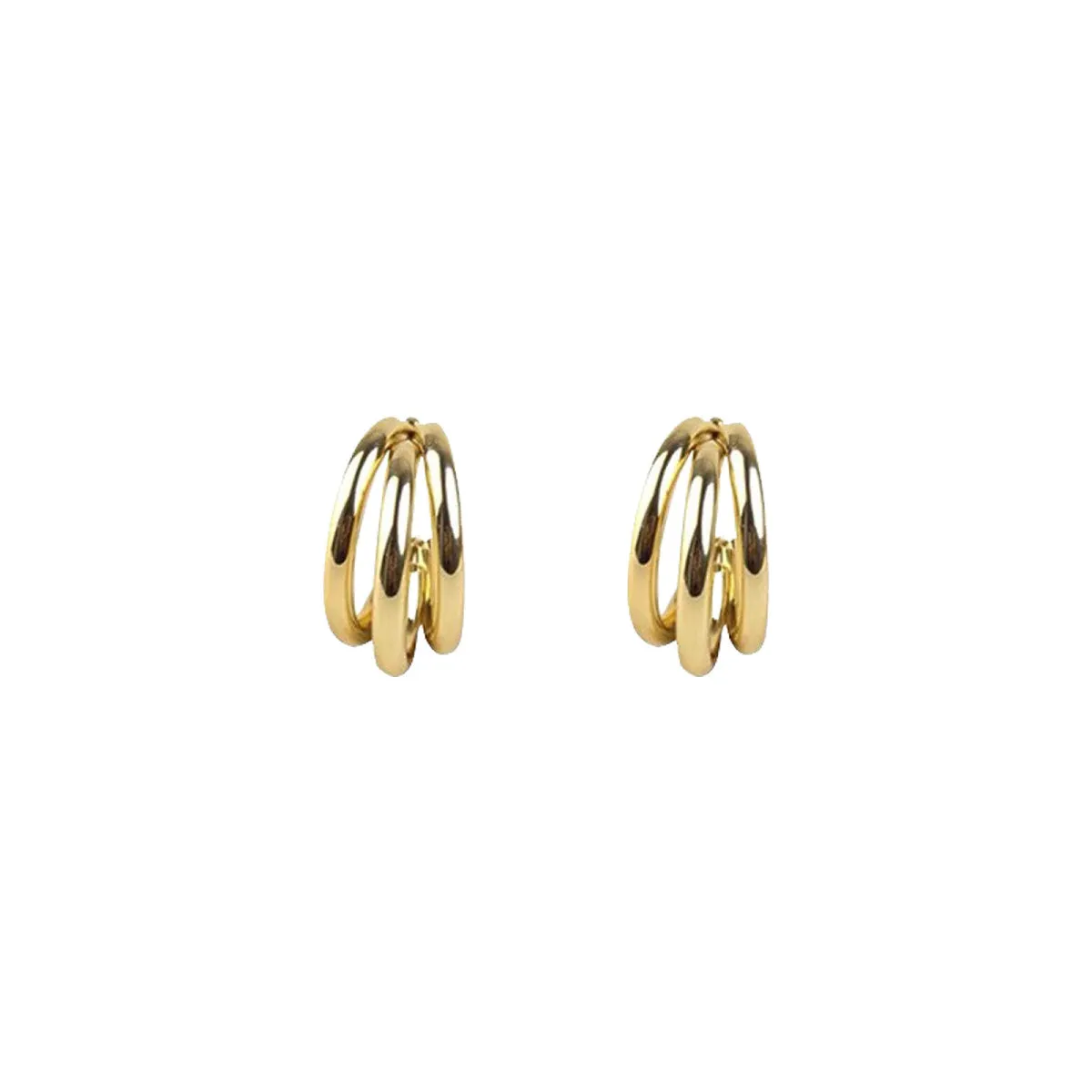 Trio Hollow Hoop Gold Earrings