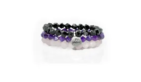 Triple Starcut Bracelet - Amethyst, Rose Quartz and Obsidian