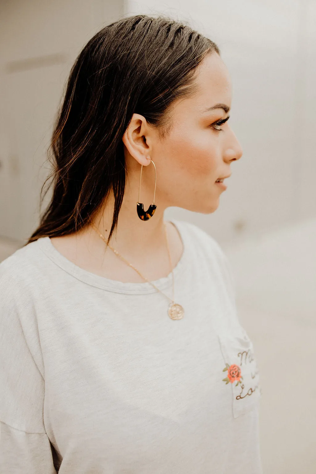 Tully Tortoise Long Hoop Earrings