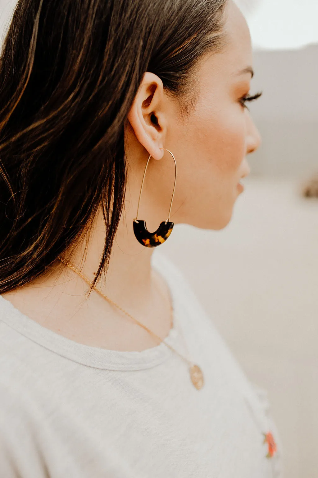 Tully Tortoise Long Hoop Earrings