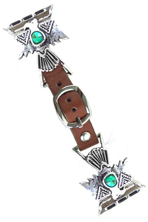 Turquoise Accent Thunderbird Leather Apple Watch Band