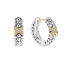 Two-Tone Diamond Huggie Earrings