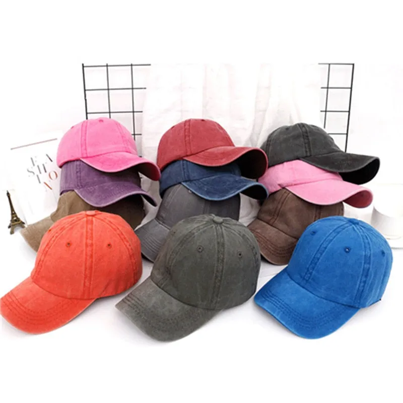 Unisex Cap Plain Color Washed Cotton Baseball Cap Men & Women Casual Adjustable Outdoor Trucker Snapback Hats Dropshipping