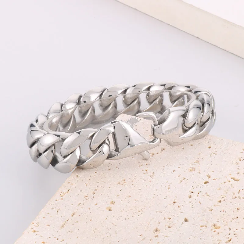 Urban Chic Titanium Steel Cuban Chain Bracelet for Men - Simple and Stylish Jewelry