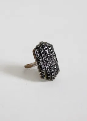 Vintage 1930s Black Marcasite Cocktail Ring