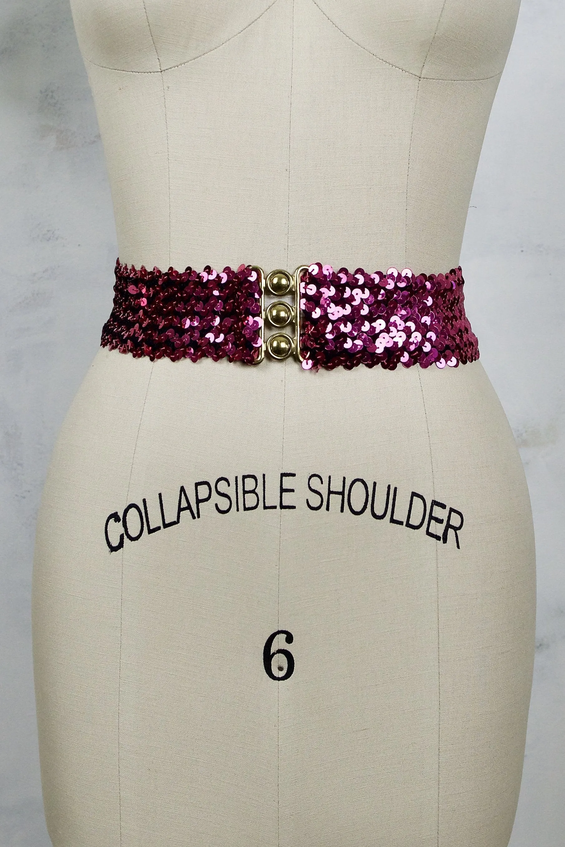 Vintage Hot Pink Sequin Stretch Disco Belt