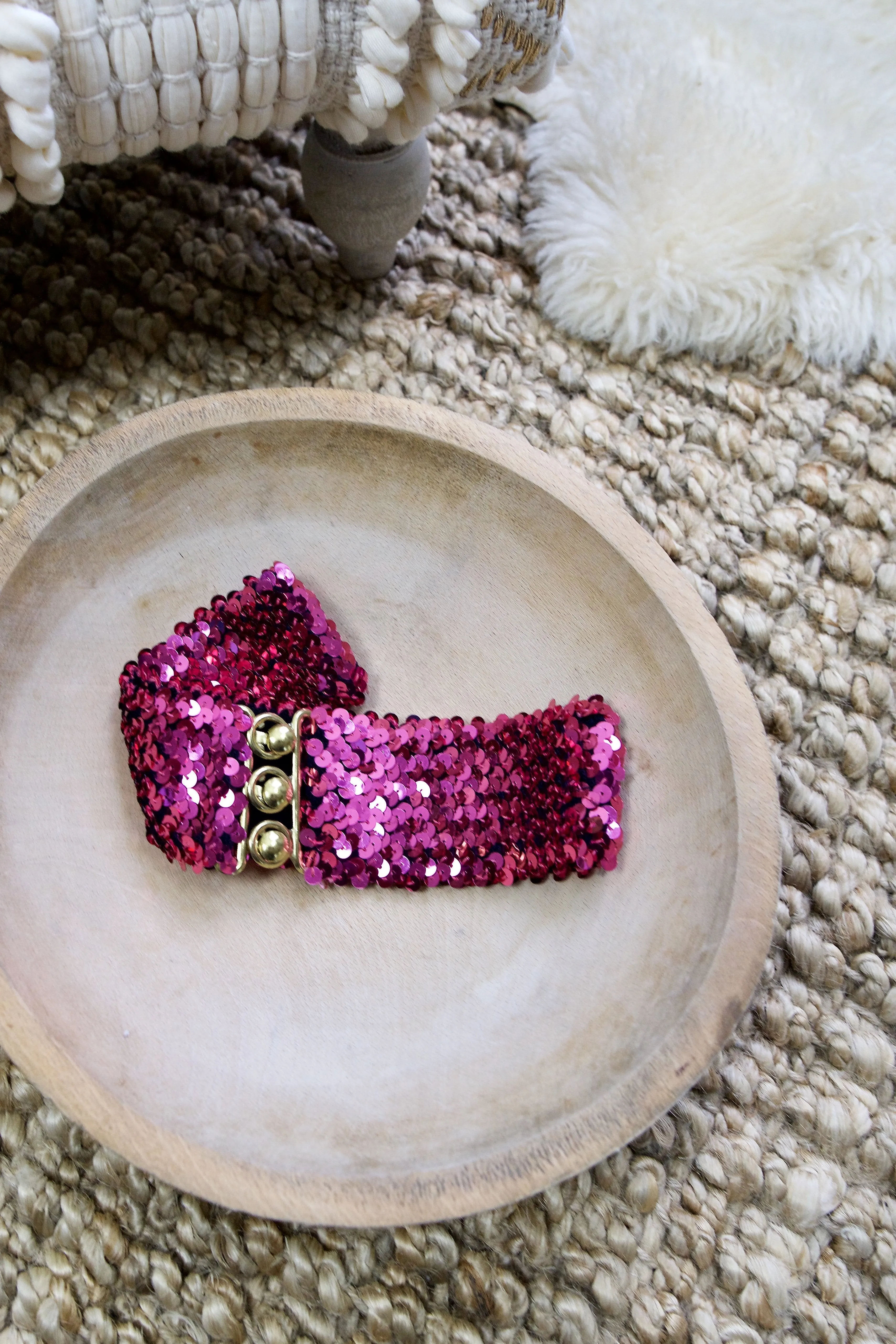 Vintage Hot Pink Sequin Stretch Disco Belt