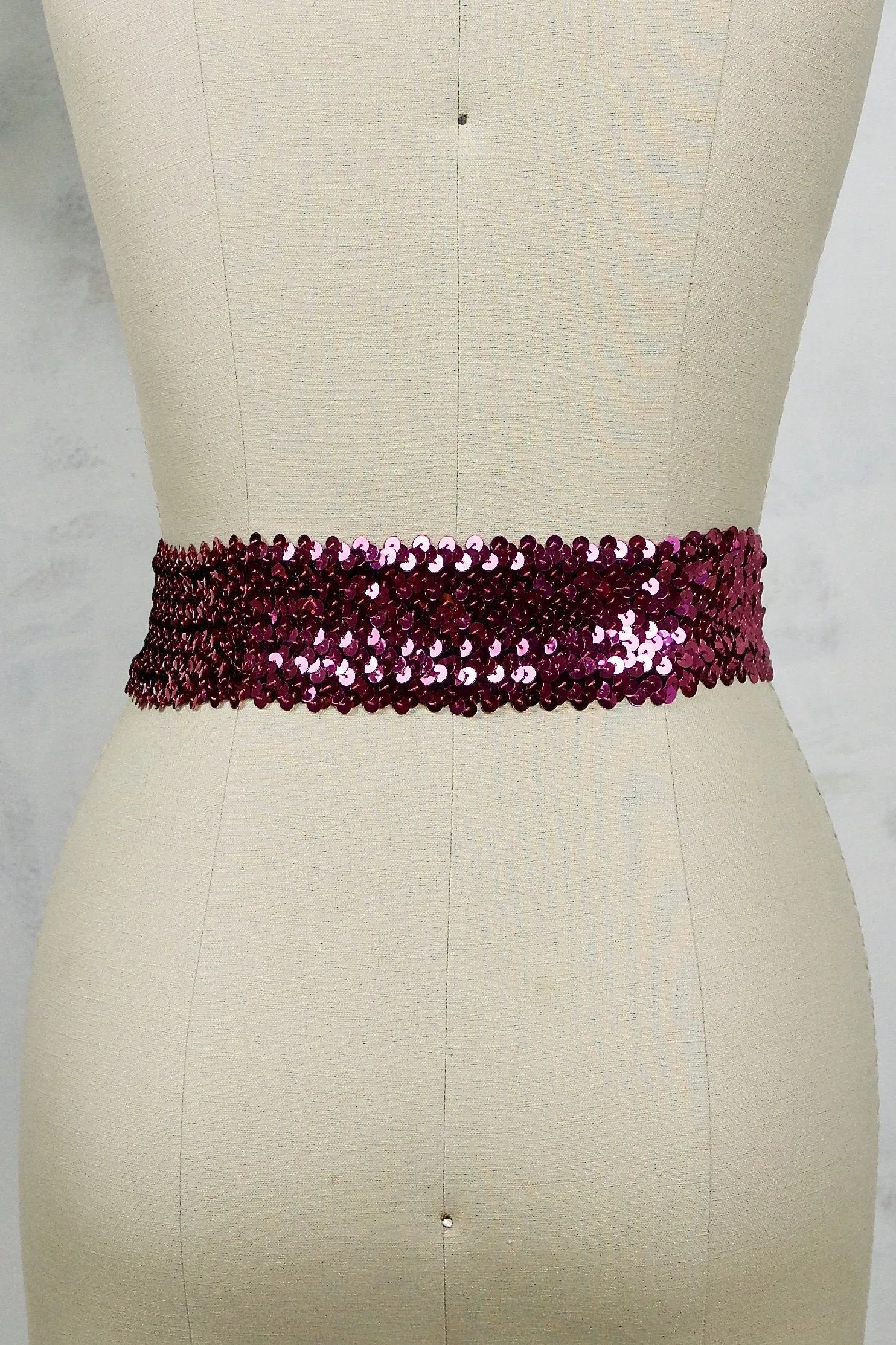 Vintage Hot Pink Sequin Stretch Disco Belt