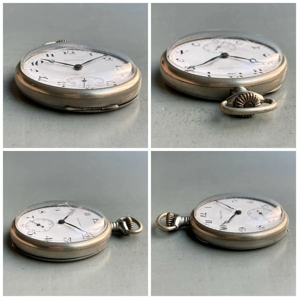 Waltham Pocket Watch Manual Antique Open Face Silver 41mm