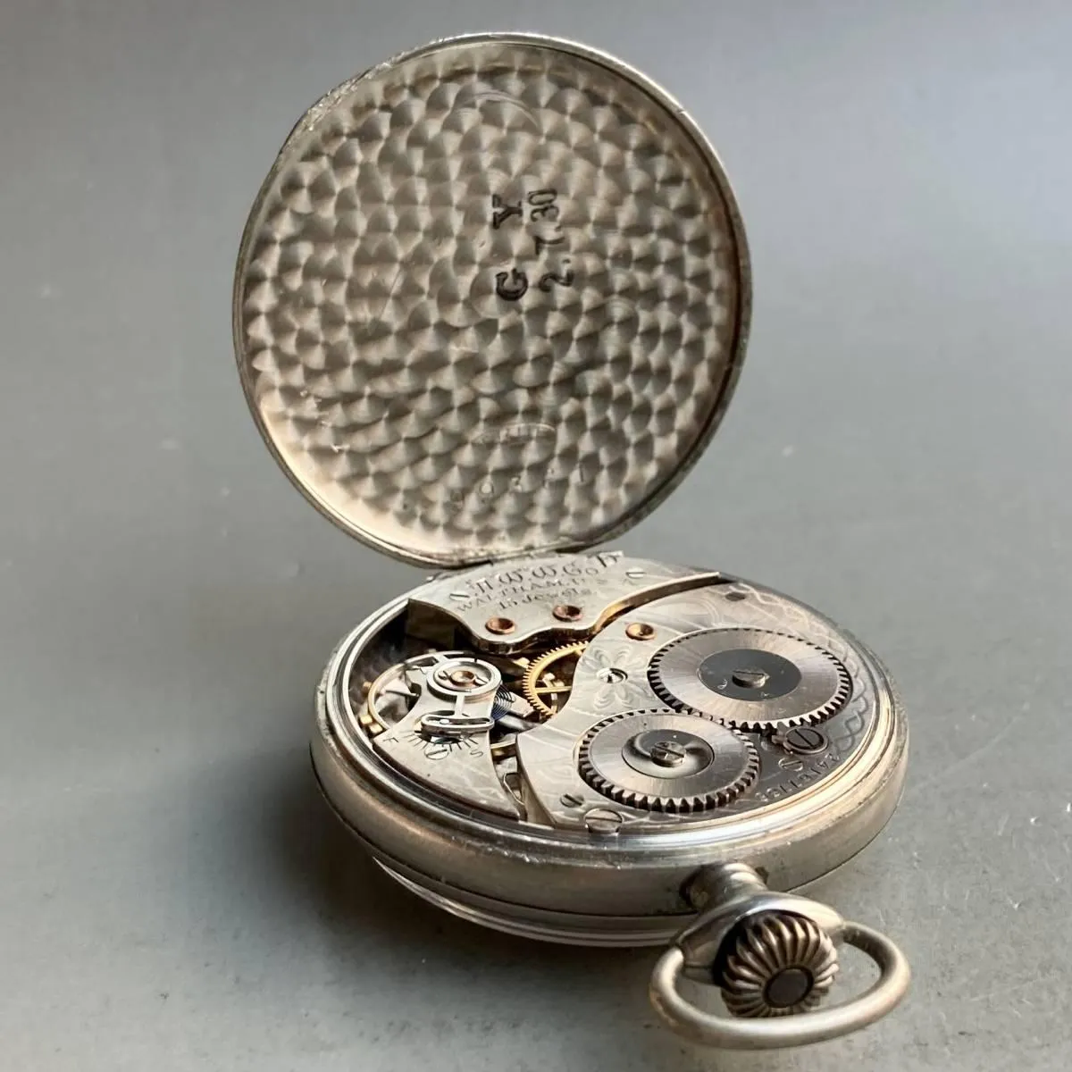 Waltham Pocket Watch Manual Antique Open Face Silver 41mm