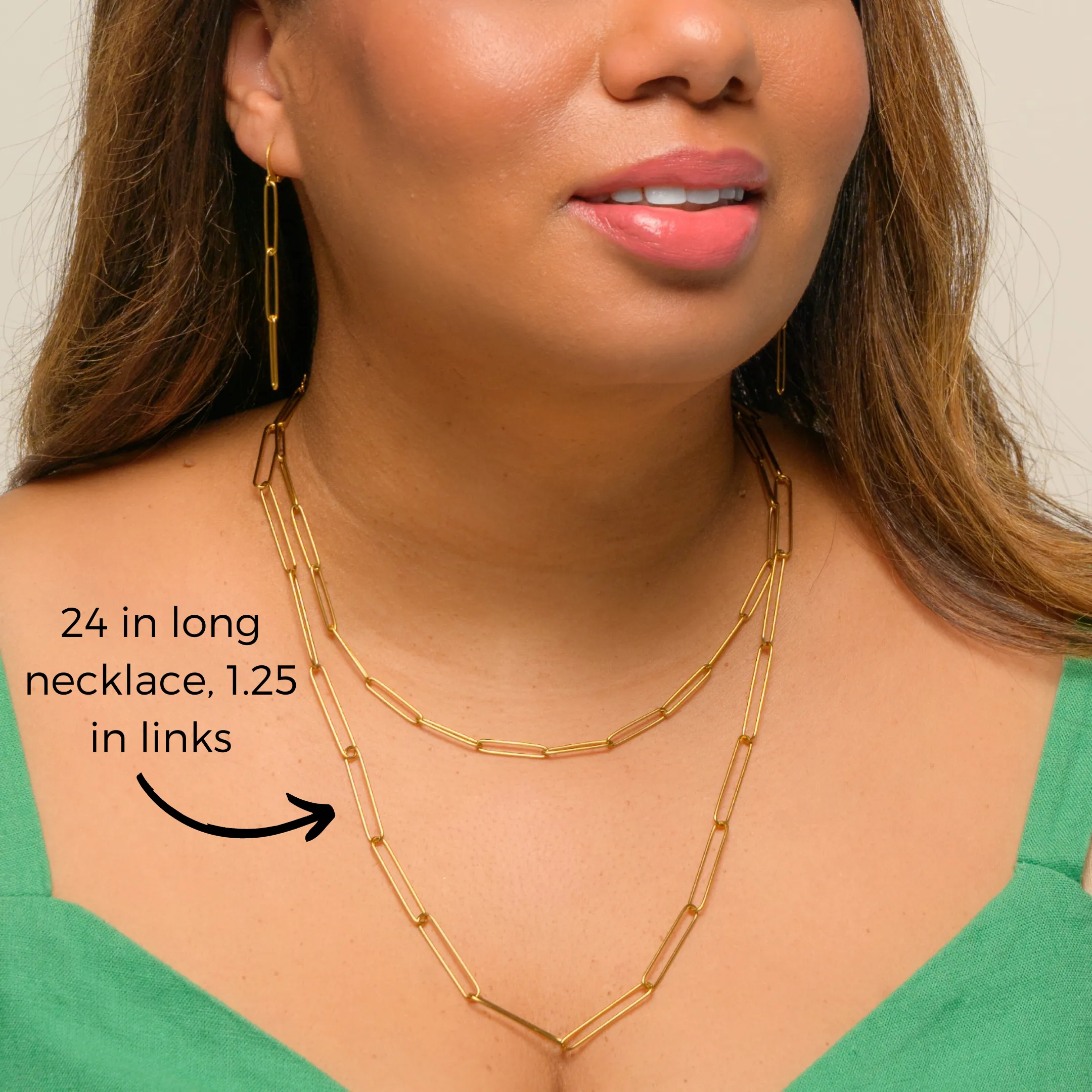 Waterproof "Imperméable” Long Paperclip Chain Necklace