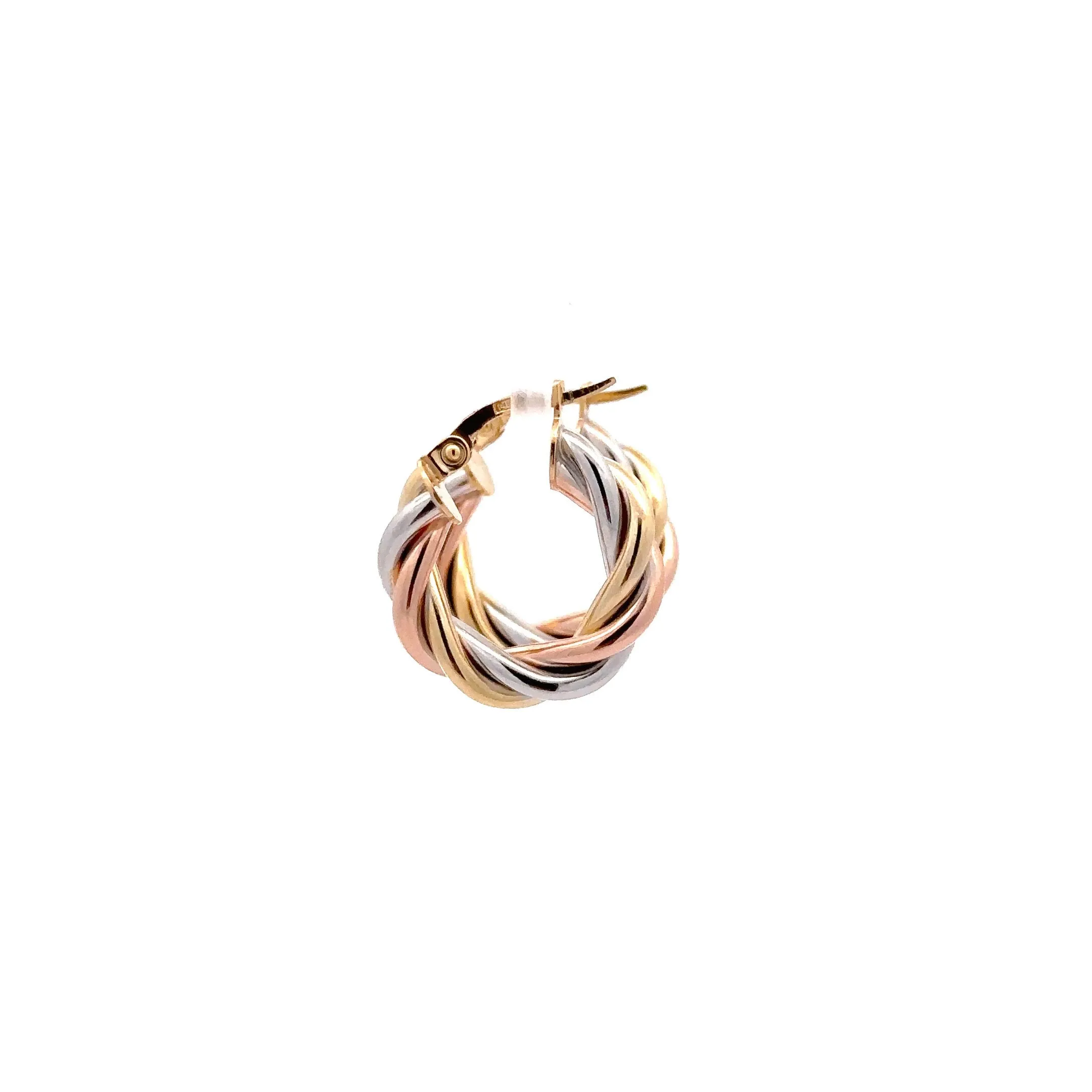 WD1149 Tri Color Gold Twist Hoop 3/4"