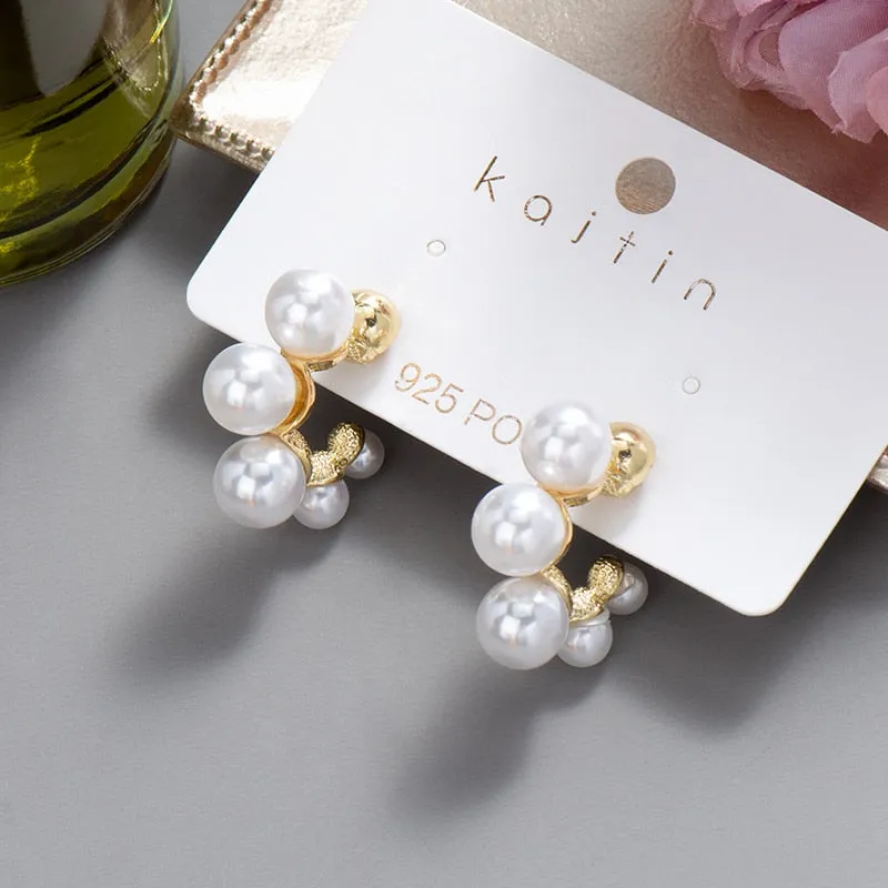 Wenkouban New 2022 Trend Big Pearls Women's Earrings Geometry Crystal Gold Color Dangle Drop Earing for Woman Korean Style Fashion Jewelry