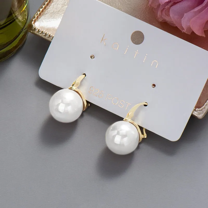 Wenkouban New 2022 Trend Big Pearls Women's Earrings Geometry Crystal Gold Color Dangle Drop Earing for Woman Korean Style Fashion Jewelry