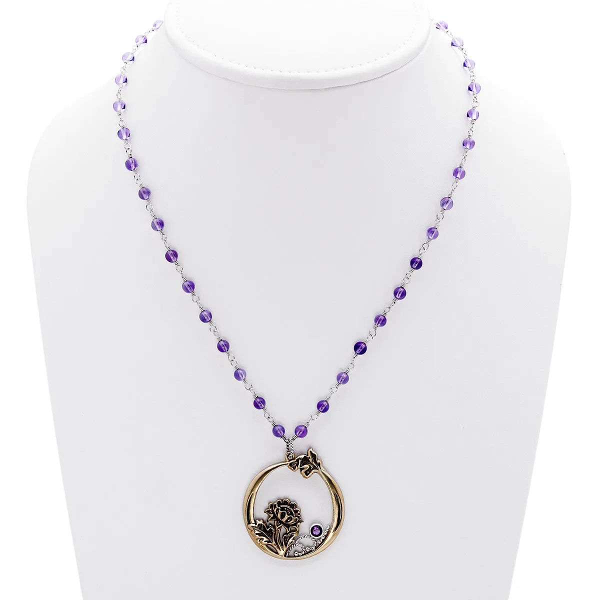 William Morris Hyacinth Amethyst, Bronze And Sterling Silver Necklace