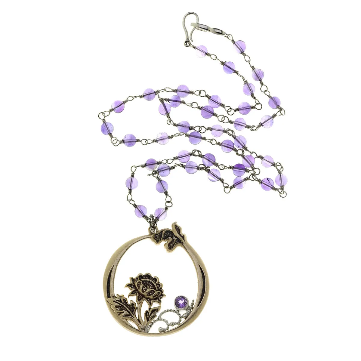 William Morris Hyacinth Amethyst, Bronze And Sterling Silver Necklace