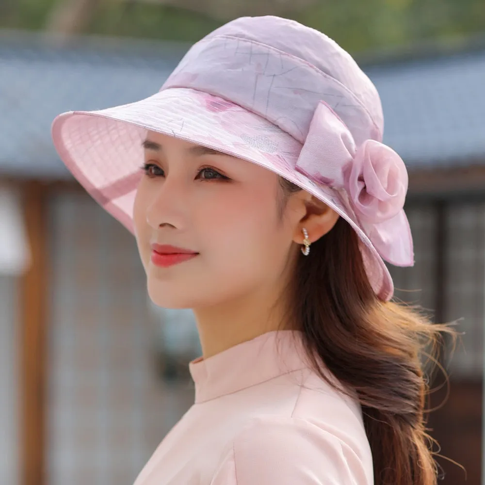 Woman Summer Hats With Visor Hat Fashion Flower Design Sun Hat Travel Bucket Hat