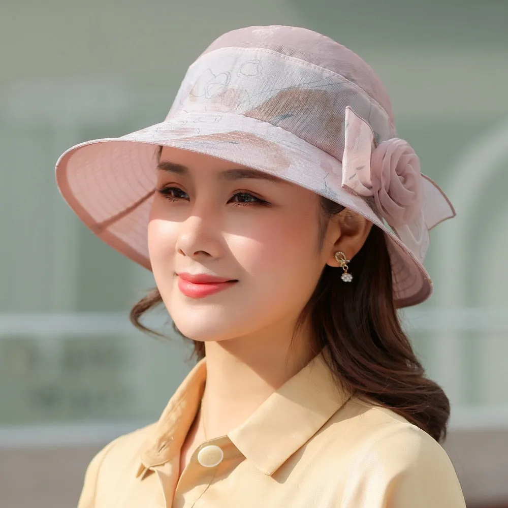 Woman Summer Hats With Visor Hat Fashion Flower Design Sun Hat Travel Bucket Hat