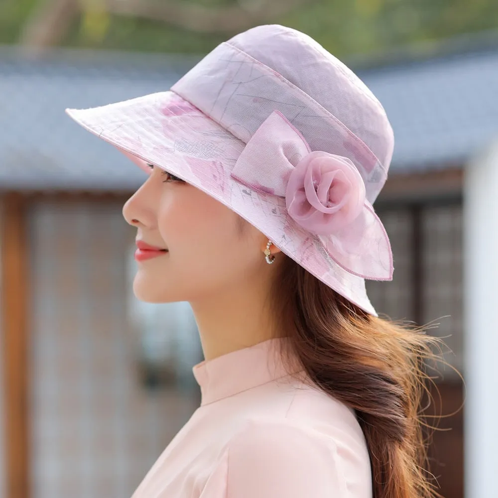 Woman Summer Hats With Visor Hat Fashion Flower Design Sun Hat Travel Bucket Hat