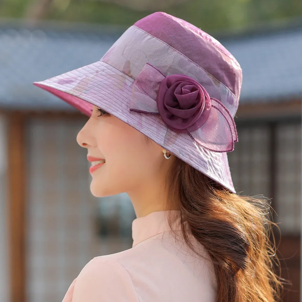 Woman Summer Hats With Visor Hat Fashion Flower Design Sun Hat Travel Bucket Hat