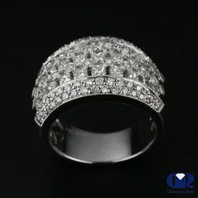 Women's Large Diamond Right Hand Ring & Cocktail Ring In 14K White Gold