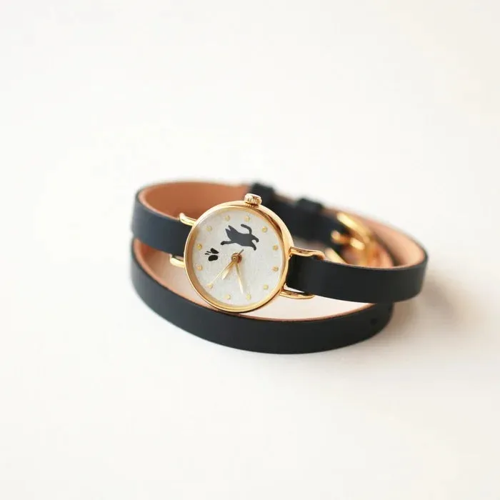 Women's Wristwatch - Cat and Butterfly, Japanese handmade wrist watch