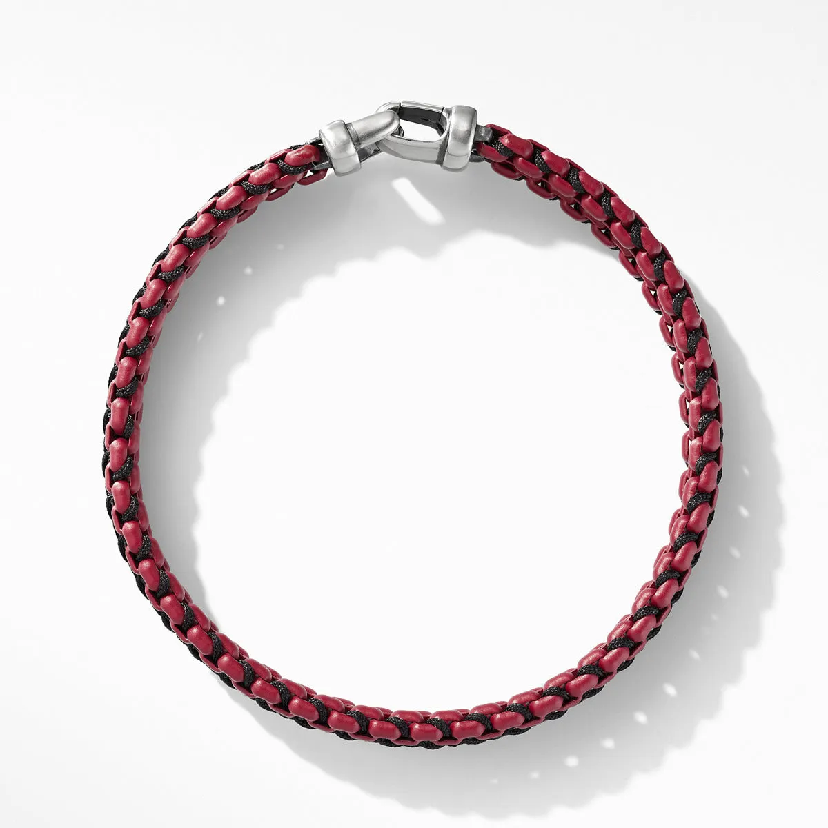 Woven Box Chain Bracelet in Burgundy