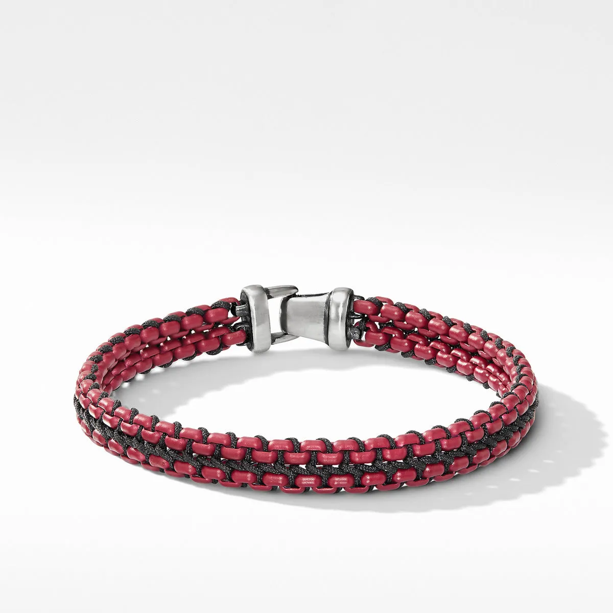 Woven Box Chain Bracelet in Burgundy