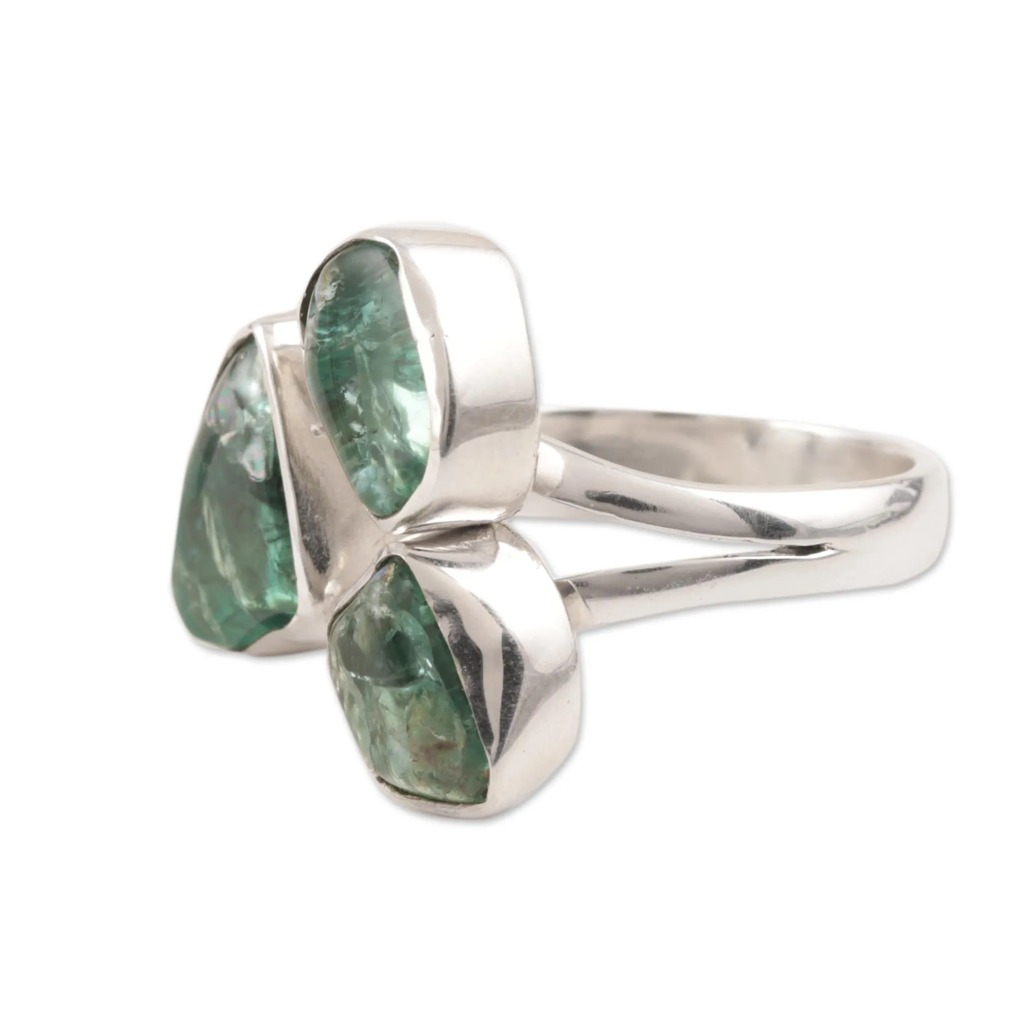 Wrap-Style Apatite Nugget Cocktail Ring from India - Harmonious Wood | NOVICA