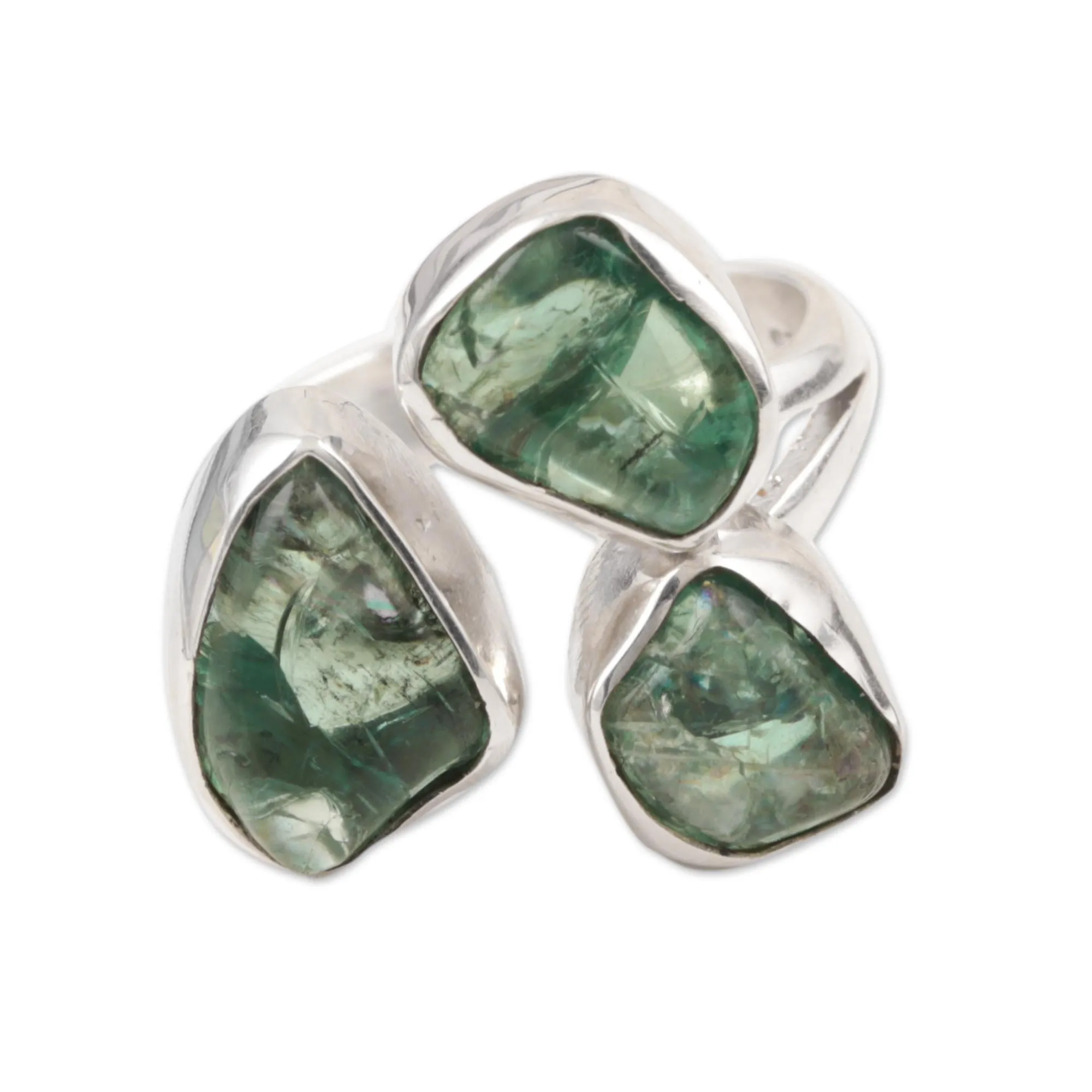 Wrap-Style Apatite Nugget Cocktail Ring from India - Harmonious Wood | NOVICA