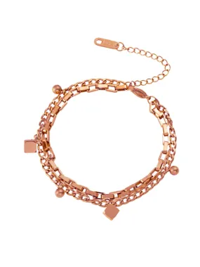 Yellow Chimes Chain Bracelet for Women Rose Gold-Plated Stainless Steel Layered Link Chain Bracelet For Women and Girls