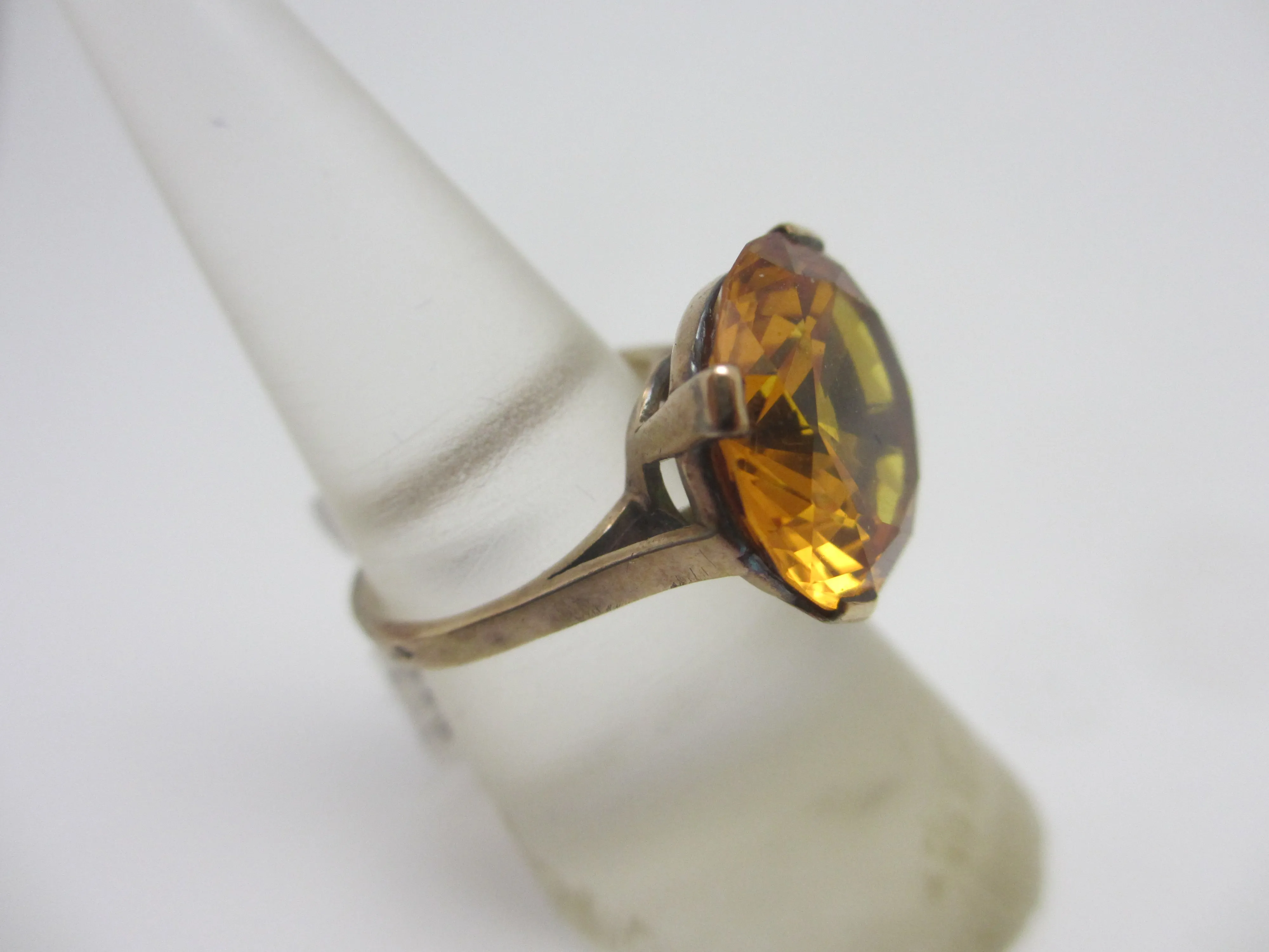 Yellow Topaz 9k Gold Cocktail Ring Vintage c1980