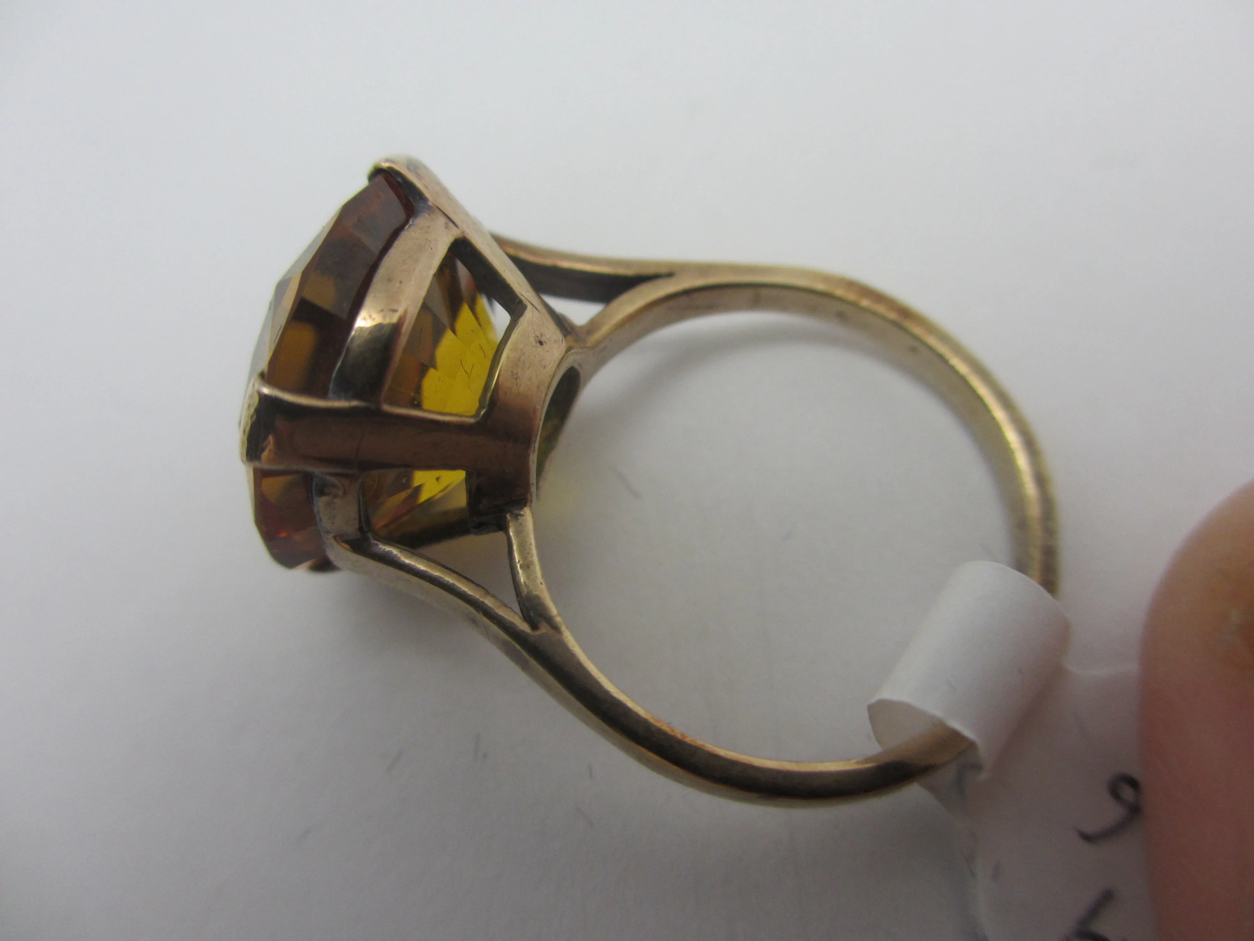 Yellow Topaz 9k Gold Cocktail Ring Vintage c1980