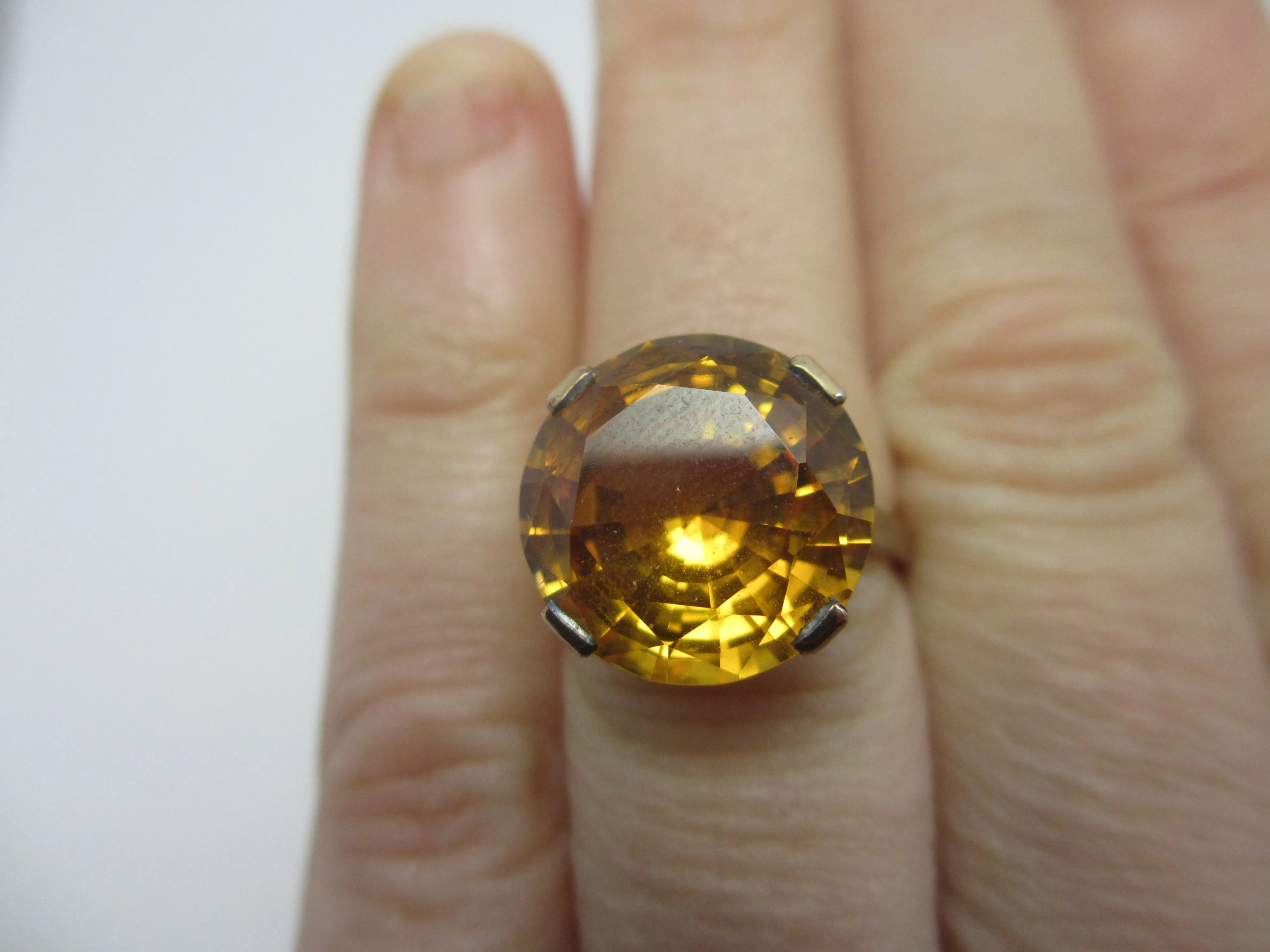 Yellow Topaz 9k Gold Cocktail Ring Vintage c1980