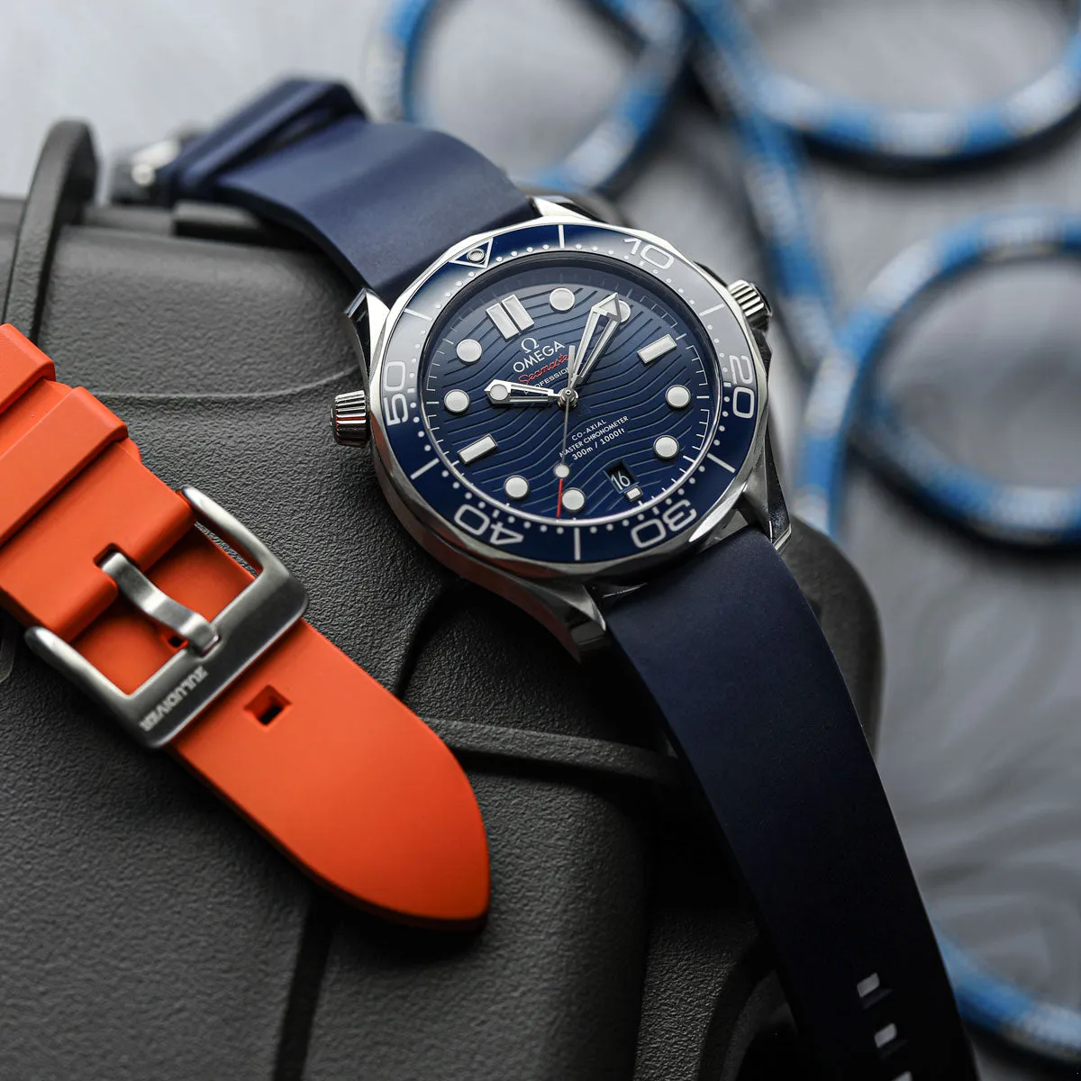 Zennor FKM Rubber Waterproof Watch Strap - Sunset Orange