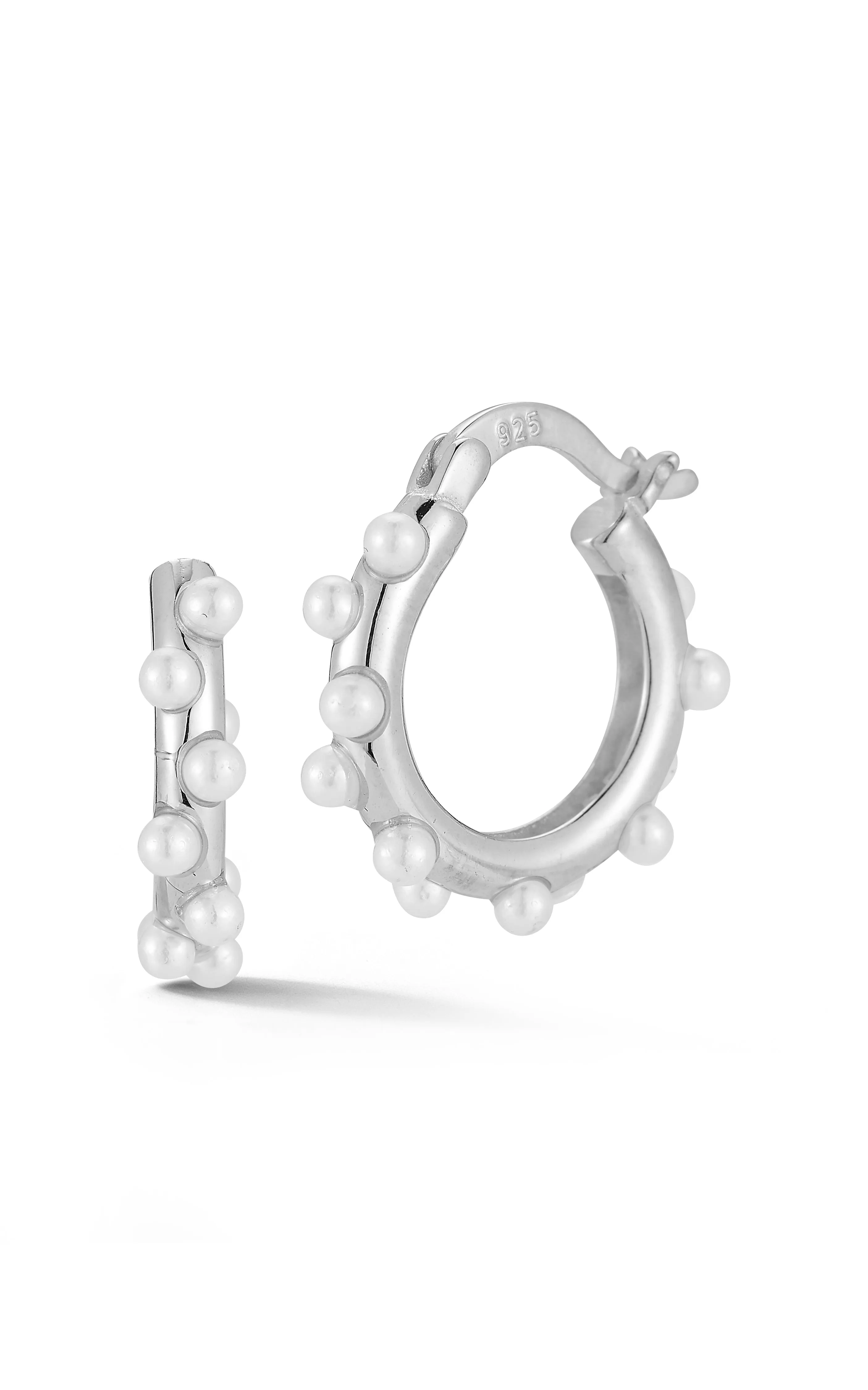 Zig Zag Freshwater Pearl Hoop Earrings