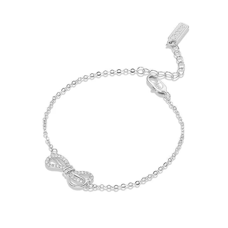 Zircon Bow Silver Bracelet for Women