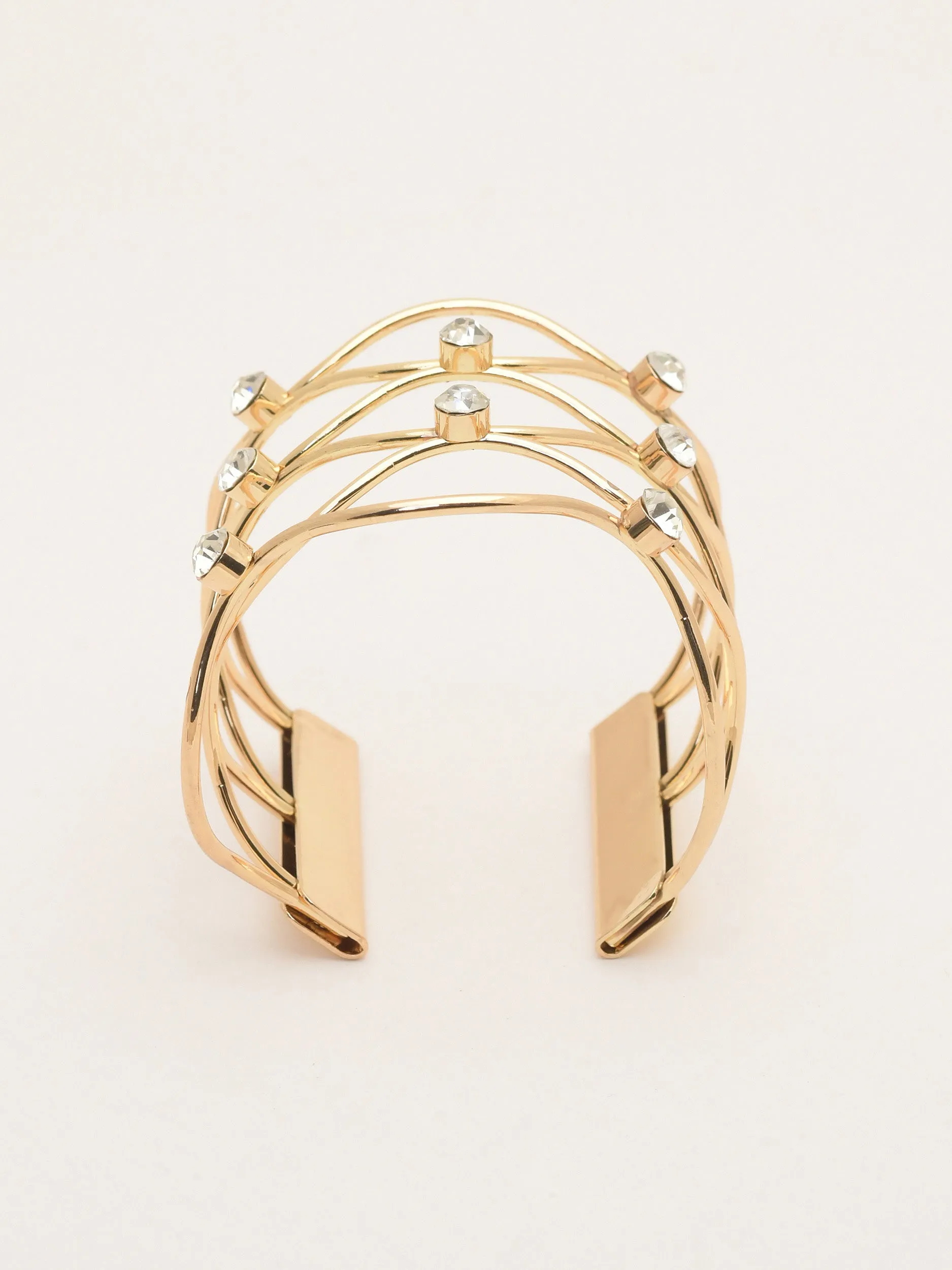 Zircon Embellished Wide Cuff Bracelet