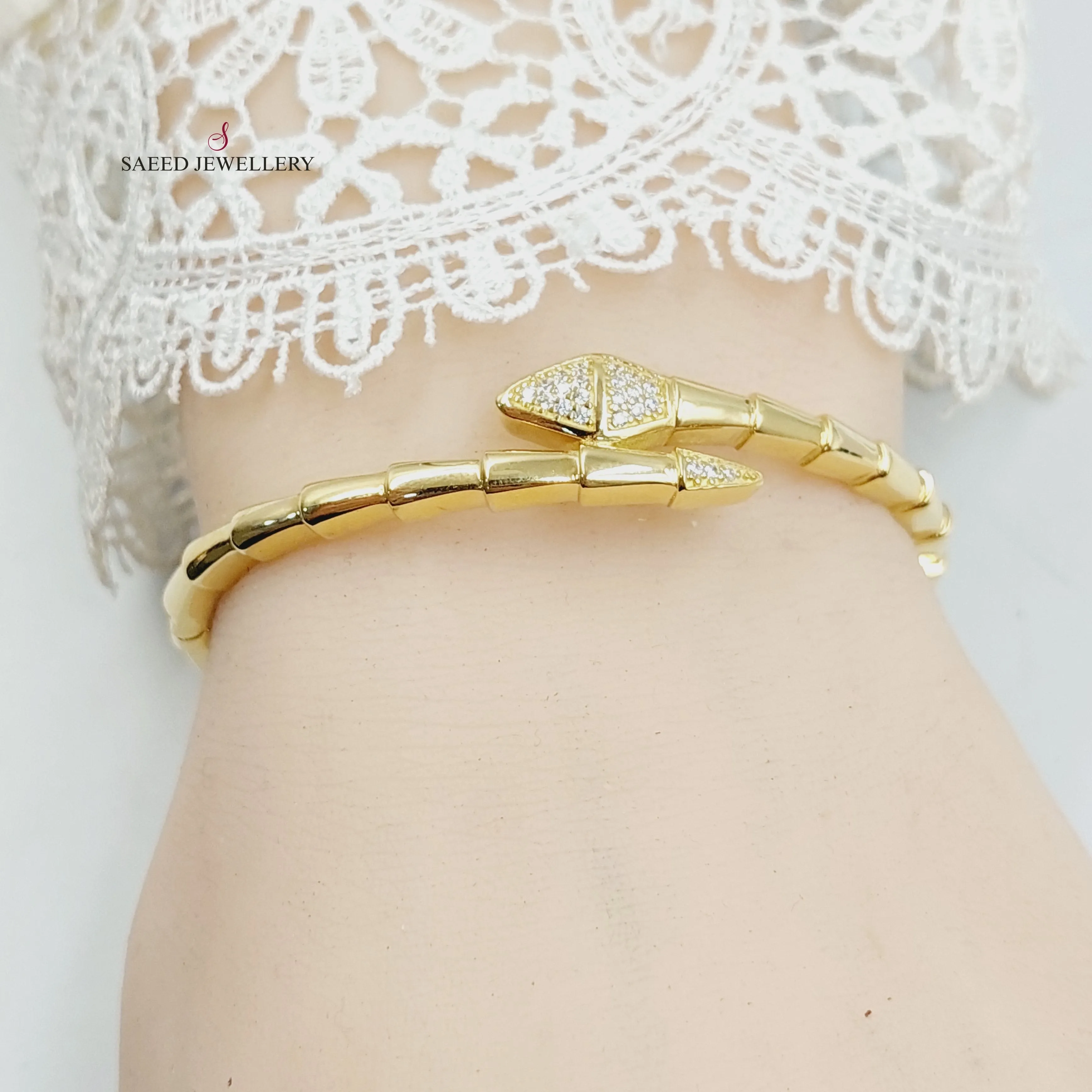 Zircon Studded Snake Bangle Bracelet