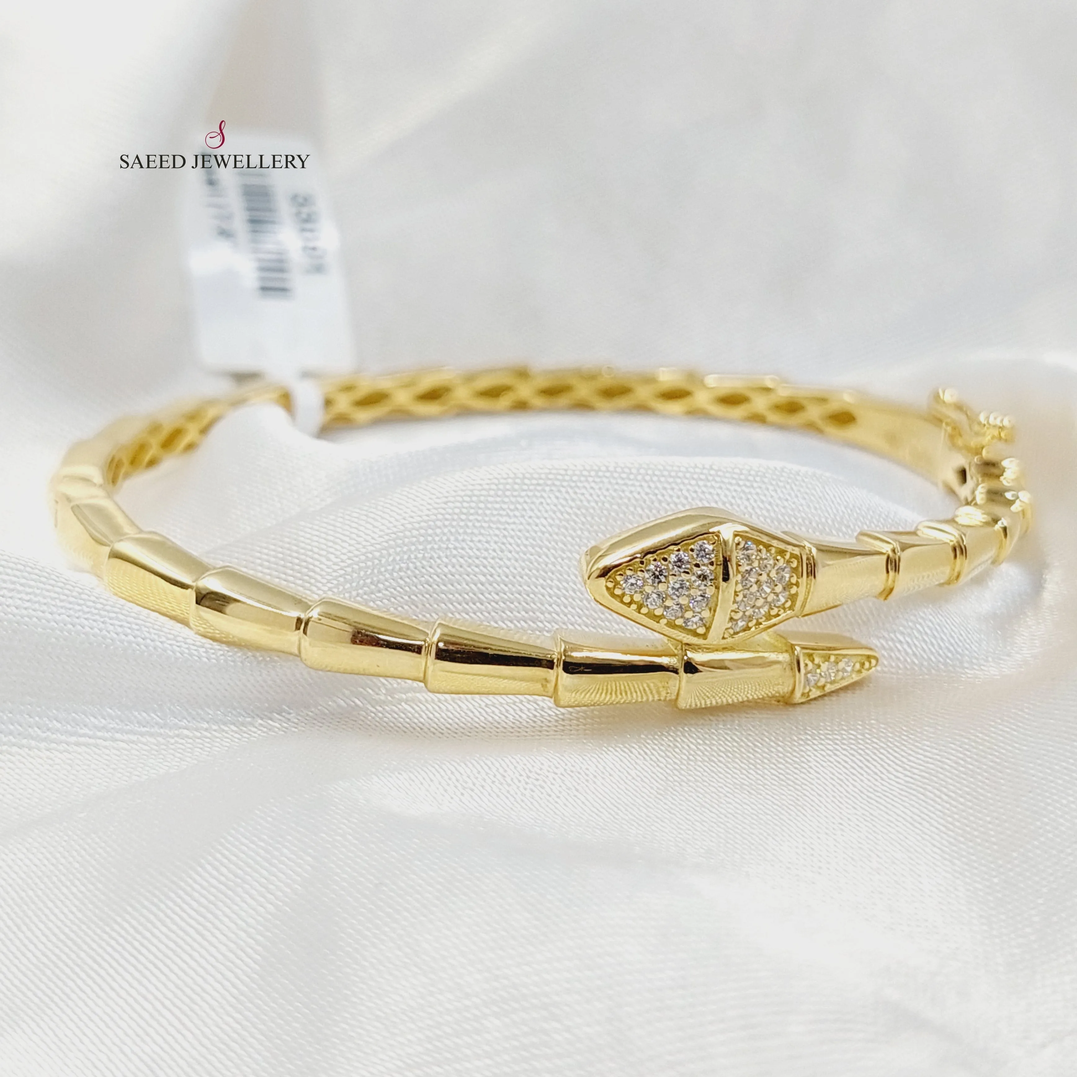 Zircon Studded Snake Bangle Bracelet