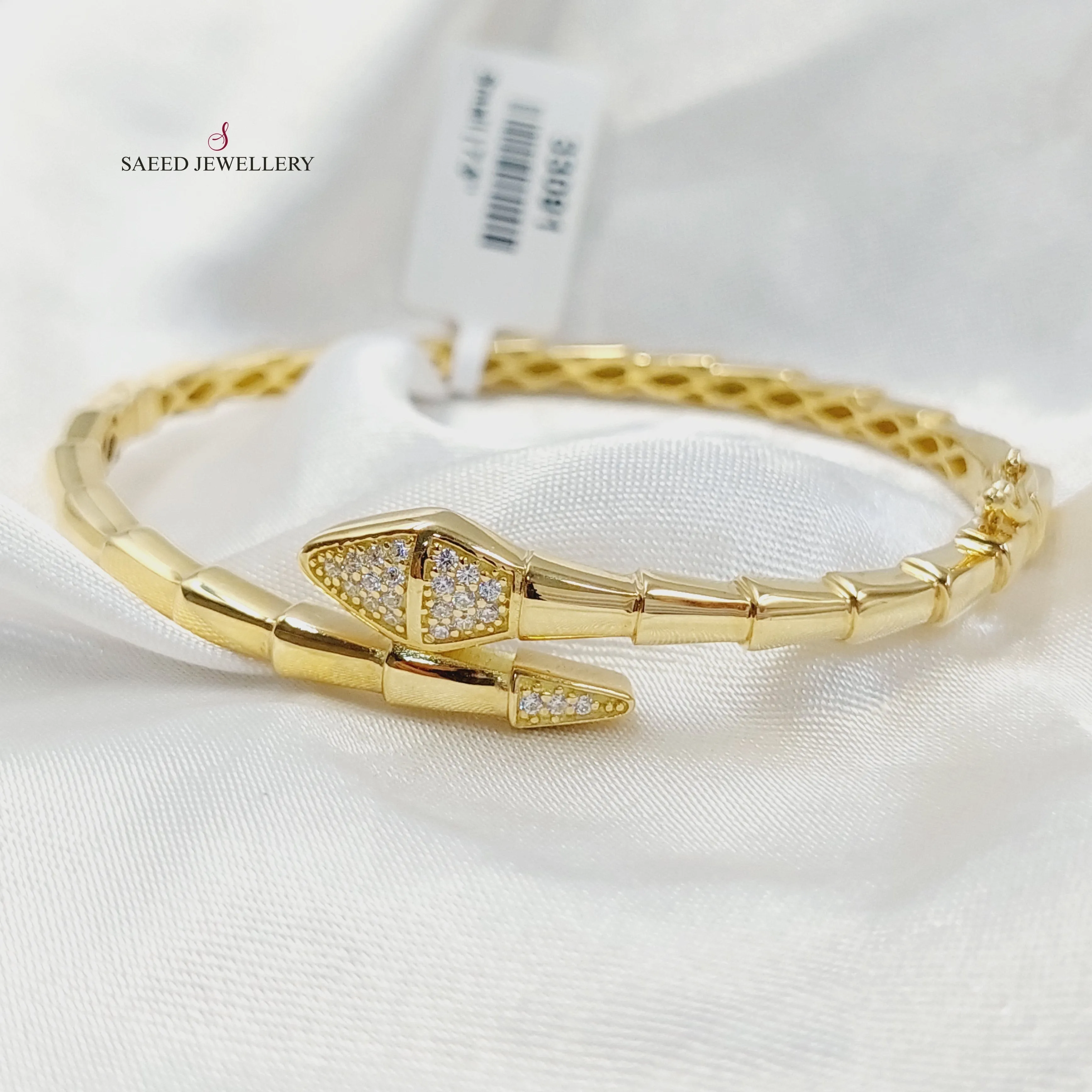 Zircon Studded Snake Bangle Bracelet