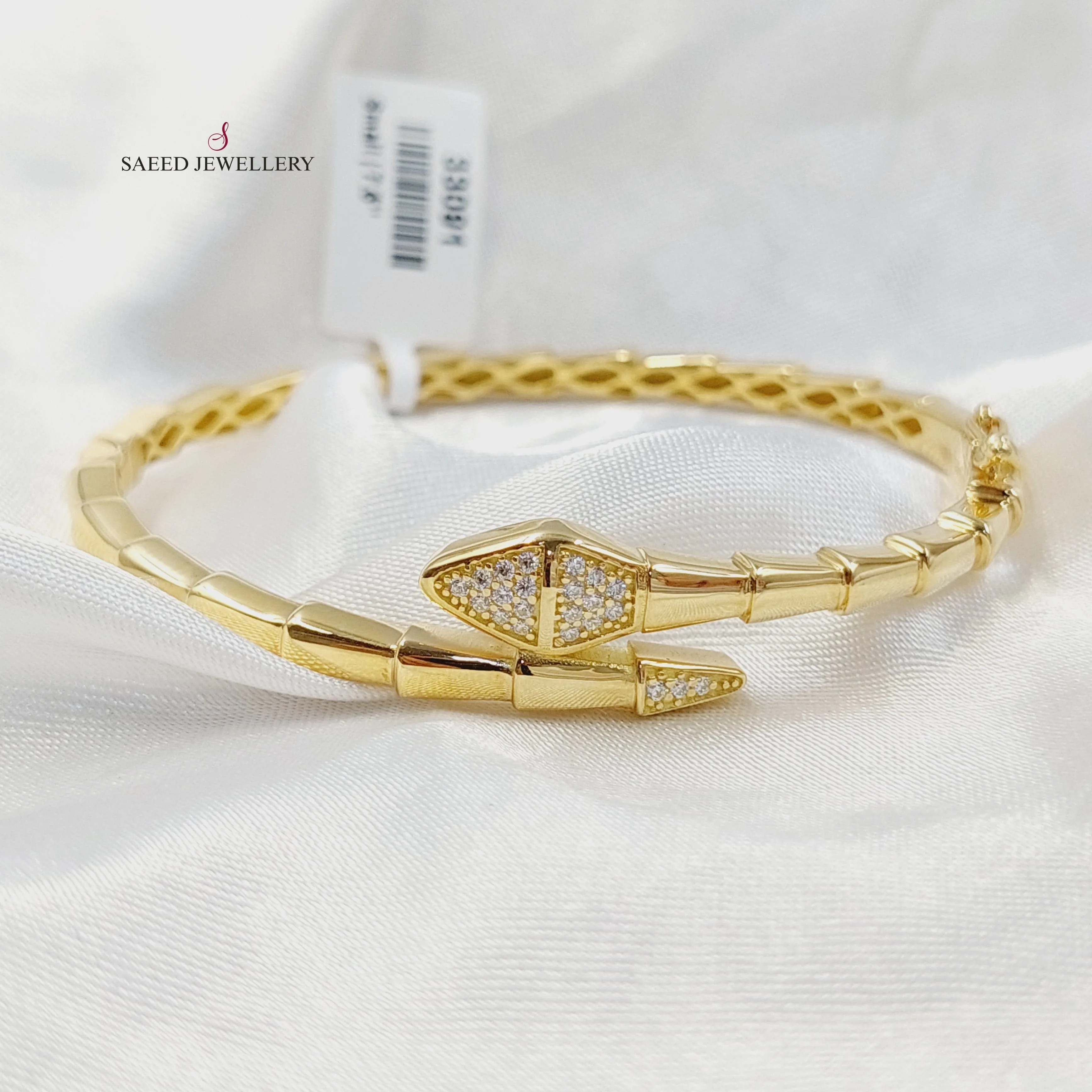 Zircon Studded Snake Bangle Bracelet